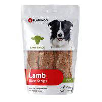 Flamingo Hapki Snacks Lamb And Rice Strips Dog Treats 85g