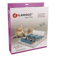 Flamingo Puzzle Feeder Fumbo Interactive Cat Toy Grey/Blue