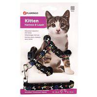 Flamingo Topo Mouse Motif Kitten Harness And Leash Black